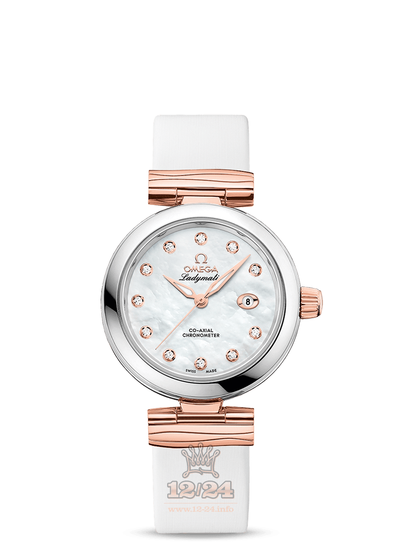 Omega Ladymatic Watch 425.22.34.20.55.004 34 mm Steel / Pink gold Case White Dial