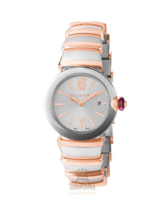 Bvlgari Lvcea Watch 102193 LU28C6SSPGD 28 mm Steel / Pink gold Case Silver Dial