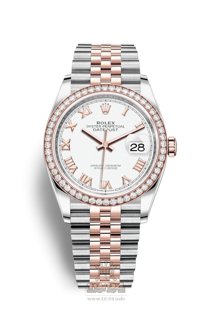 Rolex Datejust Watch 126281rbr-0003 36 mm Steel / Pink gold Case White Dial