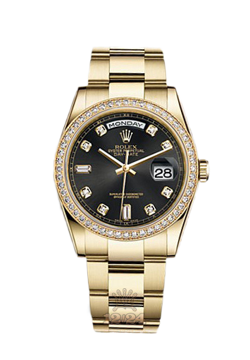 Rolex Day-Date Watch 118348-0096 36 mm Yellow gold Case Black Dial