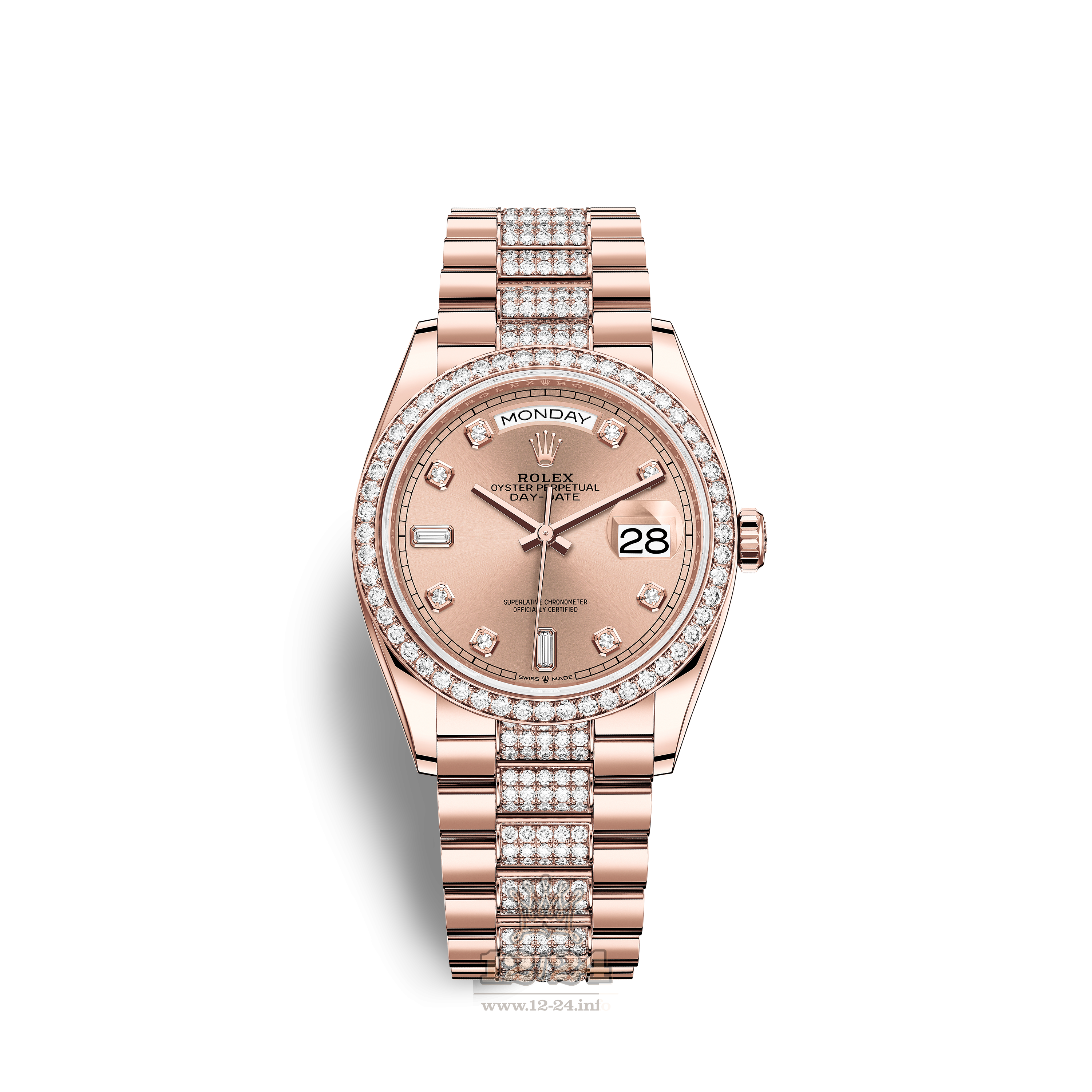 Rolex Day-Date Watch 128345rbr-0020 36 mm Pink gold Case Pink Dial