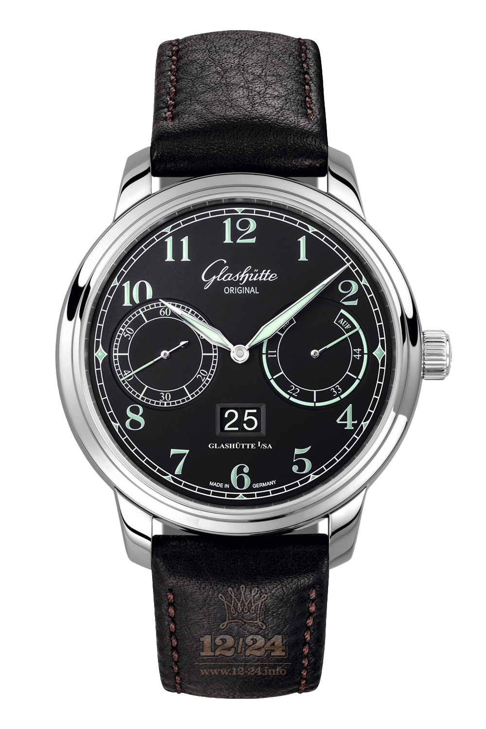 Glashutte Senator Watch 100-14-07-02-50 44 mm Stainless steel Case Black Dial