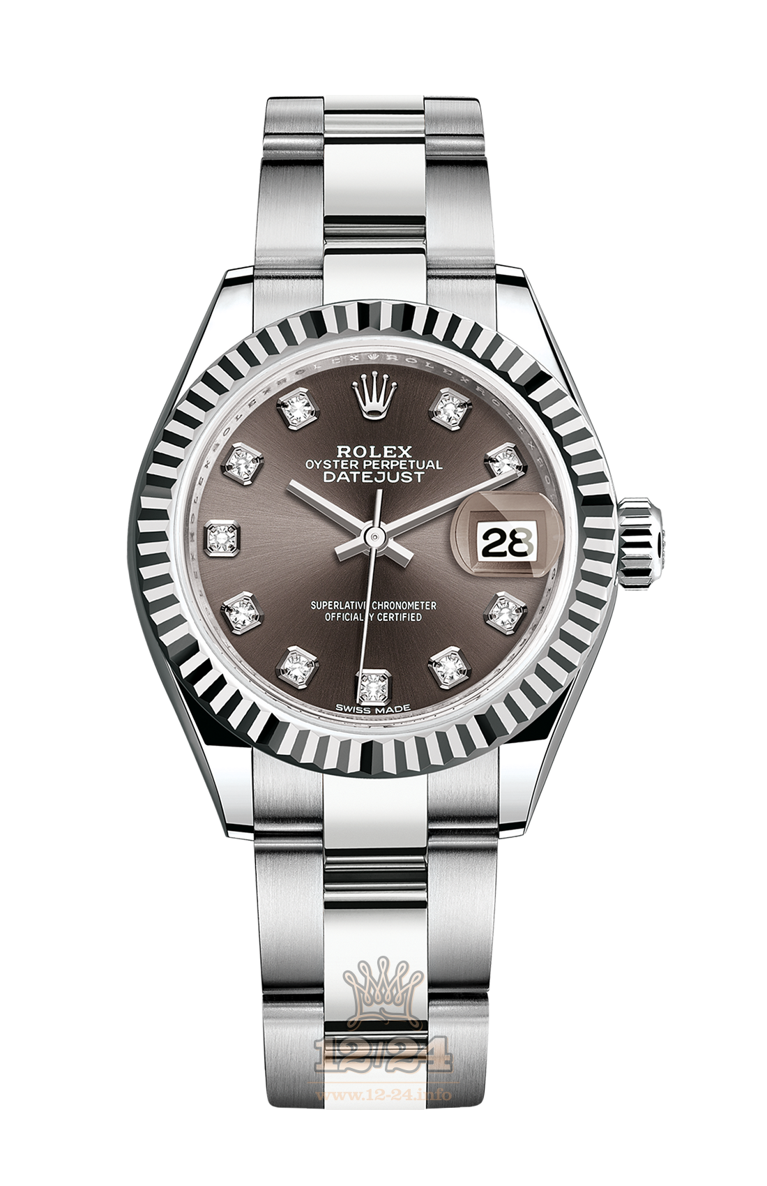 Rolex Datejust Watch 279174-0016 28 mm Steel / White gold Case Brown (chocolate) Dial
