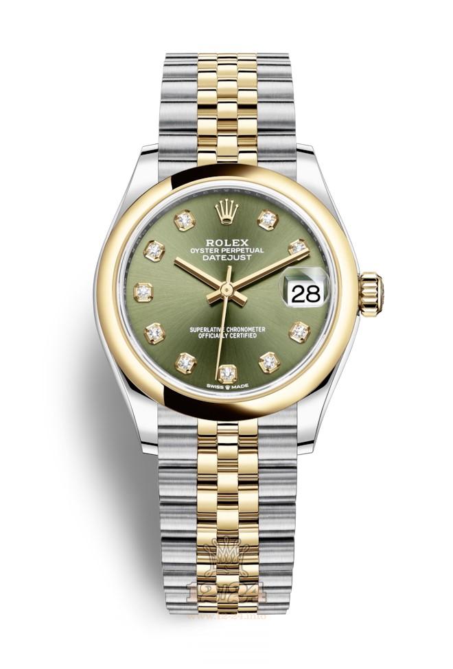 Rolex Datejust Watch 278243-0030 31 mm Stainless steel Yellow gold Case Green Dial