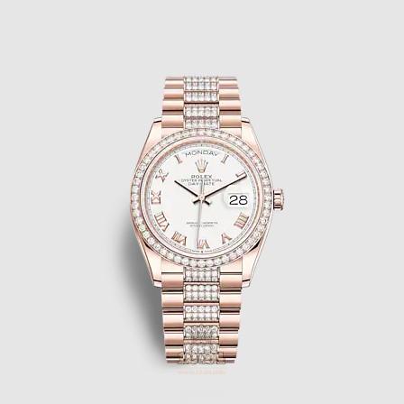 Rolex Day-Date Watch 128345rbr-0055 36 mm Pink gold Case White Dial