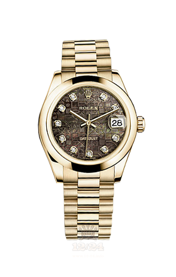 Rolex Datejust Watch 178248-0040 31 mm Yellow gold Case Black Dial