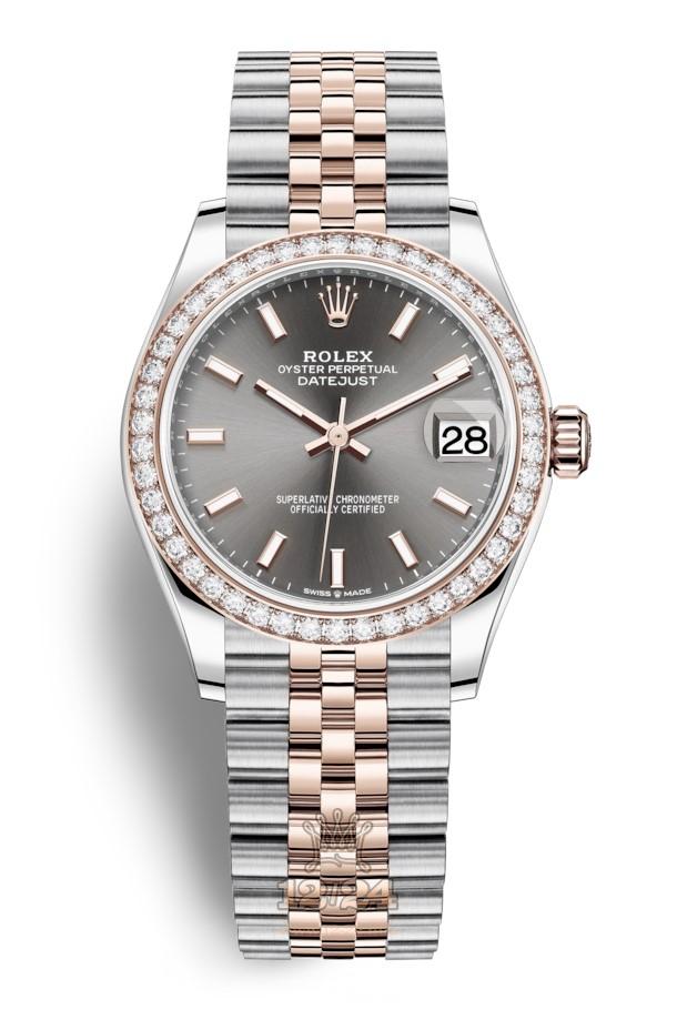 Rolex Datejust Watch 278381rbr-0018 31 mm Stainless steel Pink gold Case Gray Dial