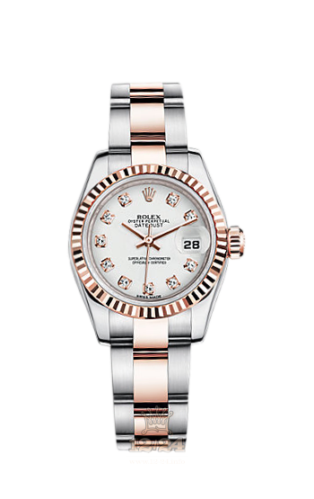 Rolex Lady-Datejust Watch 179171-0046 26 mm Steel / Pink gold Case White Dial
