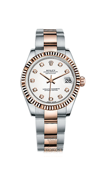 Rolex Lady-Datejust Watch 178271-0039 31 mm Steel / Pink gold Case White Dial