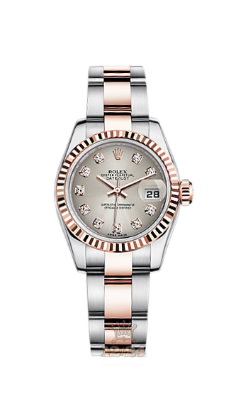 Rolex Lady-Datejust Watch 179171-0053 26 mm Steel / Pink gold Case Silver Dial