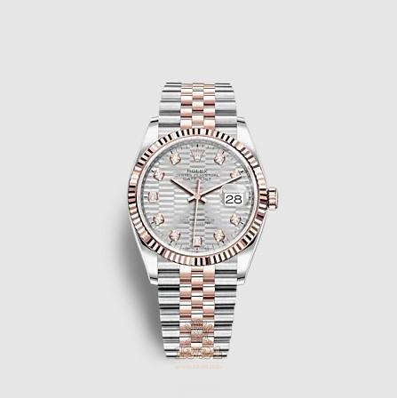 Rolex Datejust Watch 126231-0039 36 mm Stainless steel Pink gold Case Gray Silver Dial