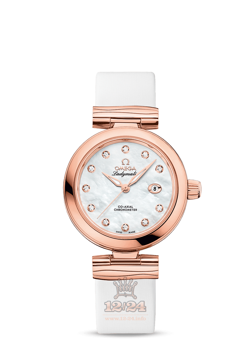 Omega Ladymatic Watch 425.62.34.20.55.004 34 mm Pink gold Case White Dial