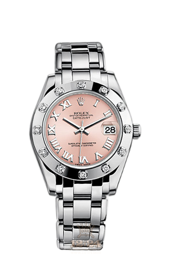 Rolex Pearlmaster Watch 81319-0028 34 mm White gold Case Pink Dial