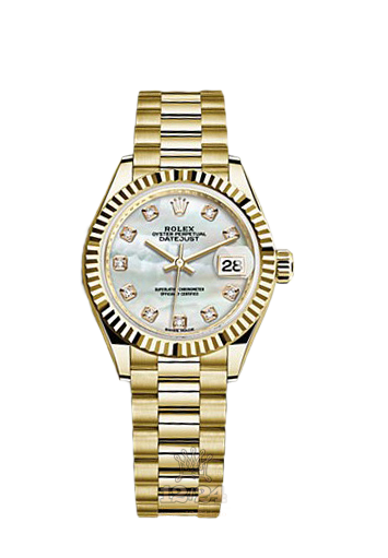 Rolex Datejust Watch 279178-0025 28 mm Yellow gold Case White Dial