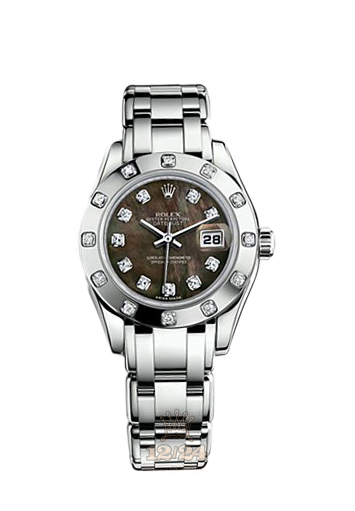 Rolex Pearlmaster Watch 80319-0044 29 mm White gold Case Black Dial