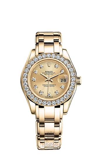 Rolex Pearlmaster Watch 80298-0071 29 mm Yellow gold Case Golden Dial