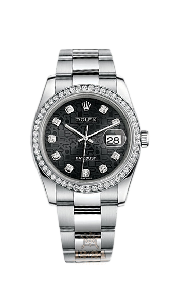 Rolex Datejust Watch 116244-0016 36 mm Steel / White gold Case Black Dial