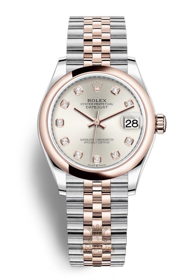 Rolex Datejust Watch 278241-0016 31 mm Stainless steel Pink gold Case Silver Dial