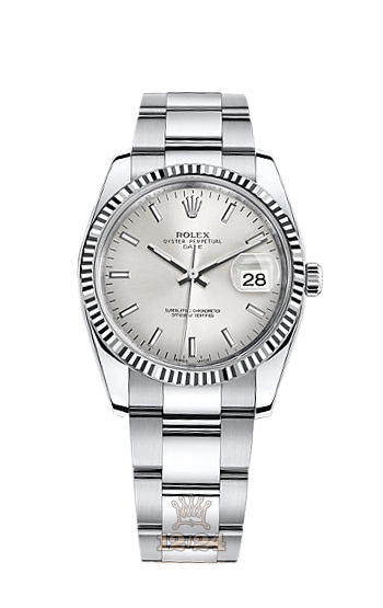 Rolex Datejust Watch 115234-0005 34 mm Steel / White gold Case Silver Dial