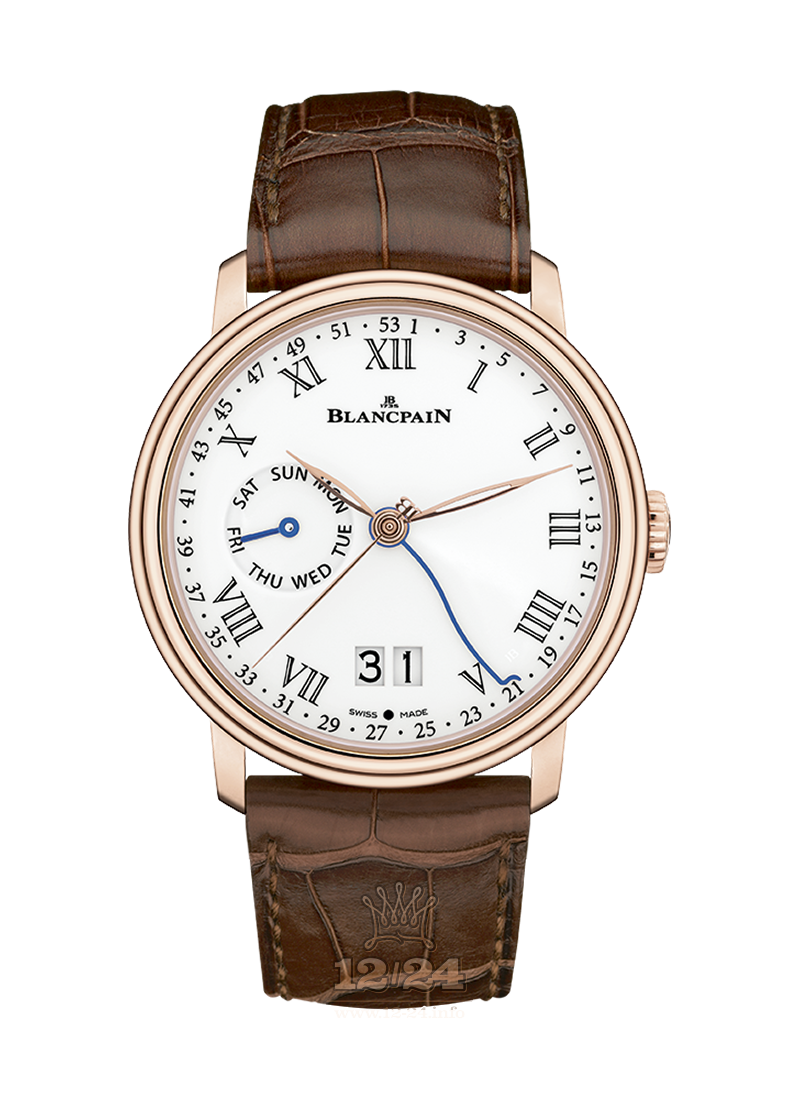 Blancpain Villeret Watch 6637-3631-55 42 mm Pink gold Case White Dial