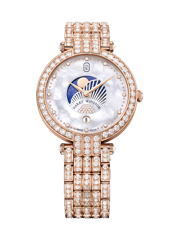 Harry Winston The Premier Collection Watch PRNQMP36RR004 36 mm Pink gold Case White Blue Dial