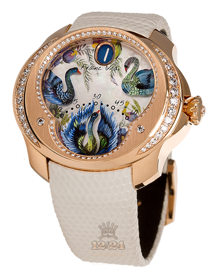Franc Vila Regards to Ladies Watch SWANN-V03 45 mm Pink gold Case White Painted Dial