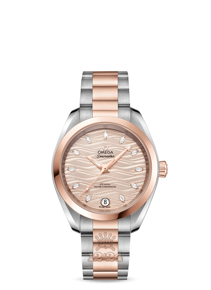Omega Seamaster Watch 220.20.34.20.59.001 34 mm Steel / Pink gold Case Beige Dial