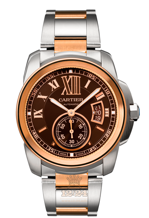 Cartier Calibre de Cartier Watch W7100050 42 mm Steel / Pink gold Case Brown (chocolate) Dial