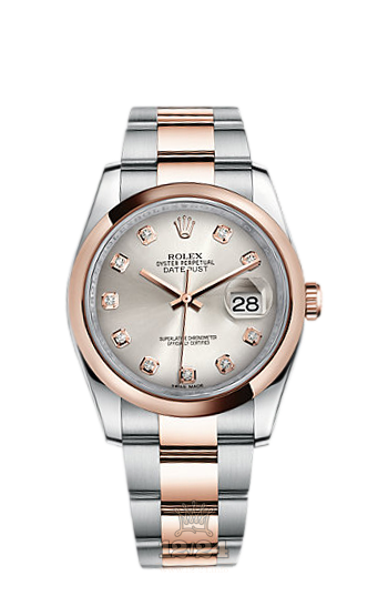 Rolex Datejust Watch 116201-0080 36 mm Steel / Pink gold Case Silver Dial