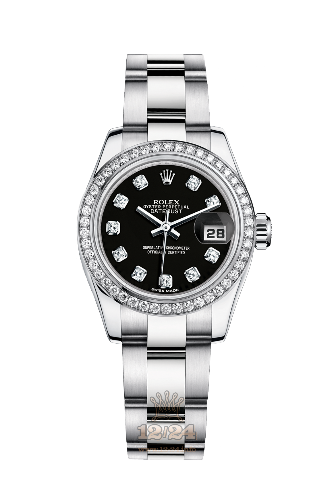 Rolex Lady-Datejust Watch 179384-0002 26 mm White gold Case Black Dial