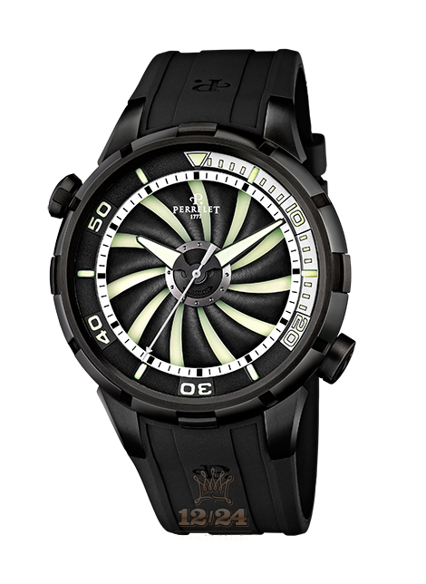 Perrelet Turbine Watch A1088/2 47 mm Stainless steel PVD coating Case Black Dial