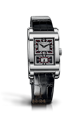 Rolex Cellini Time Watch 54439-0002 45 mm White gold Case Black Silver Dial