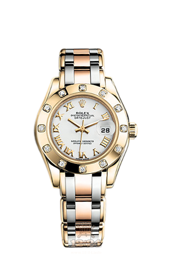 Rolex Pearlmaster Watch 80318-0055 29 mm Yellow gold Case White Dial