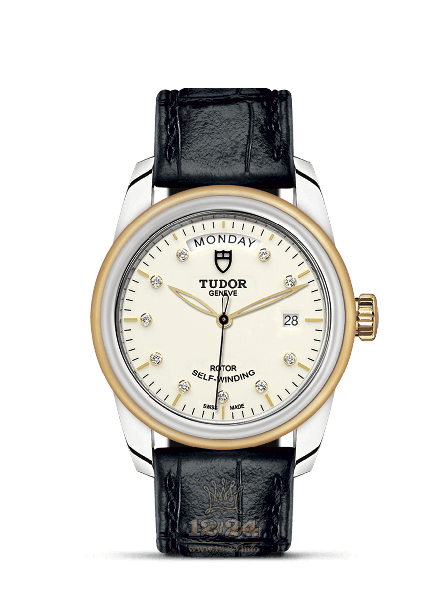 Tudor Glamour Watch M56003-0115 39 mm Stainless steel Yellow gold Case White Dial