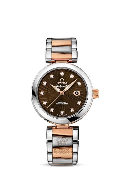 Omega Ladymatic Watch 425.20.34.20.63.001 34 mm Steel / Pink gold Case Brown (chocolate) Dial