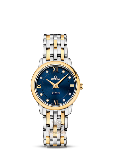 Omega Prestige Watch 424.20.27.60.53.002 27 mm Steel / Yellow gold Case Dark blue Dial