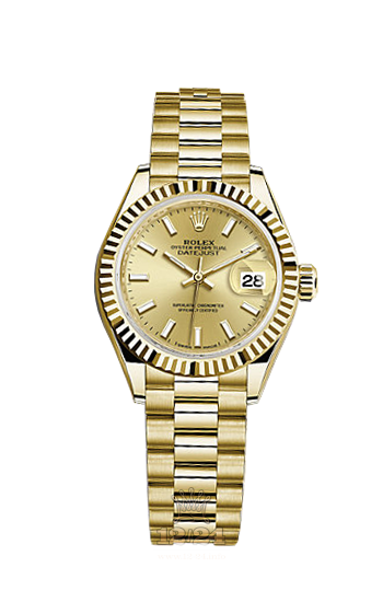 Rolex Lady-Datejust Watch 279178-0001 28 mm Yellow gold Case Golden Dial