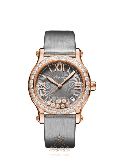 Chopard Happy Sport Watch 274808-5014 36 mm Pink gold Case Gray Dial
