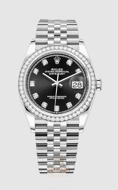 Rolex Datejust Watch 126284rbr-0019 36 mm Stainless steel White gold Case Black Dial
