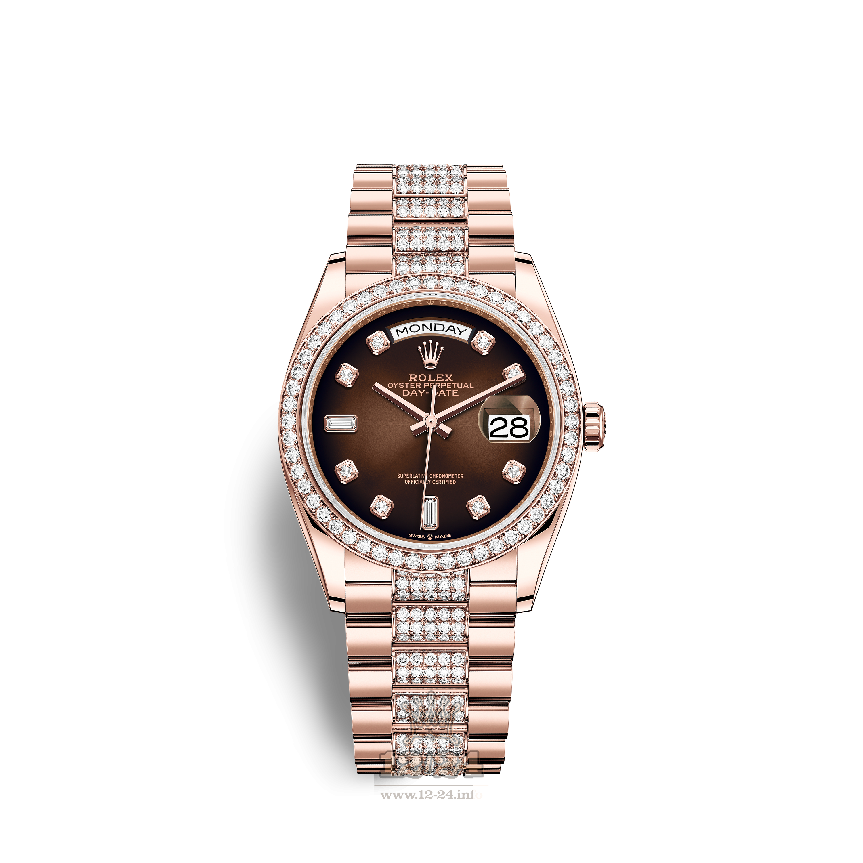 Rolex Day-Date Watch 128345rbr-0041 36 mm Pink gold Case Brown (chocolate) Dial