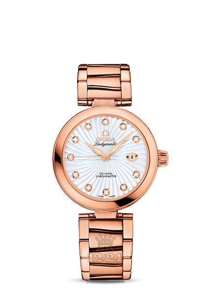Omega Ladymatic Watch 425.60.34.20.55.001 34 mm Pink gold Ceramics Case White Dial