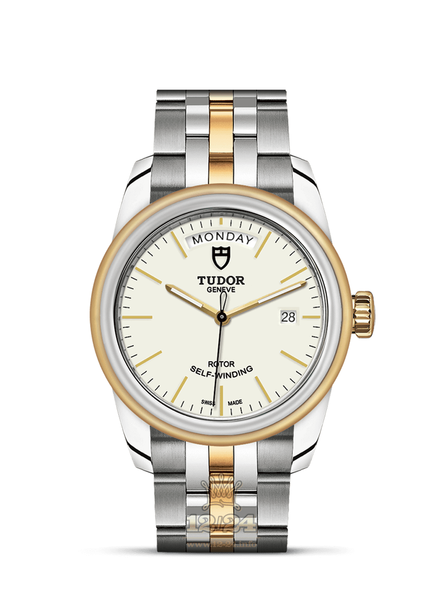 Tudor Glamour Watch M56003-0112 39 mm Stainless steel Yellow gold Case White Dial