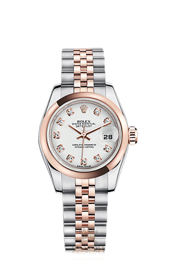 Rolex Lady-Datejust Watch 179161-0033 26 mm Steel / Pink gold Case White Dial