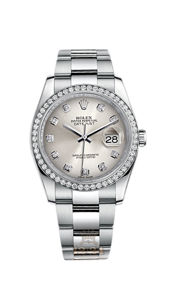 Rolex Datejust Watch 116244-0033 36 mm Steel / White gold Case Silver Dial