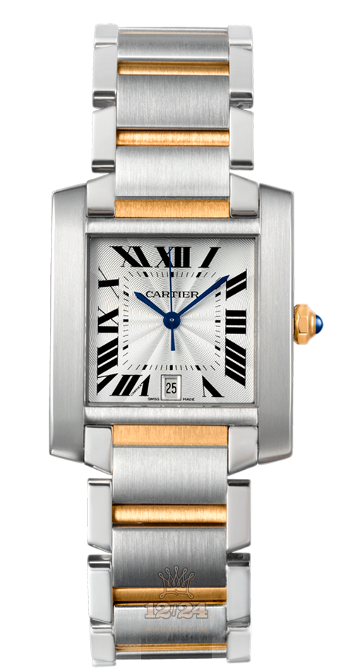 Cartier Tank Watch W51005Q4 36 mm Steel / Yellow gold Case White Silver Dial