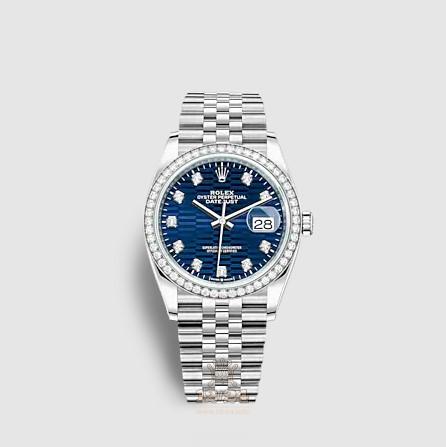 Rolex Datejust Watch 126284rbr-0049 36 mm Stainless steel White gold Case Dark blue Dial