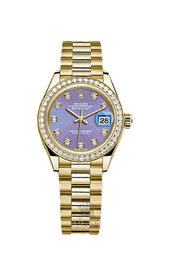 Rolex Datejust Watch 279138rbr-0027 28 mm Yellow gold Case Dark blue Purple Dial