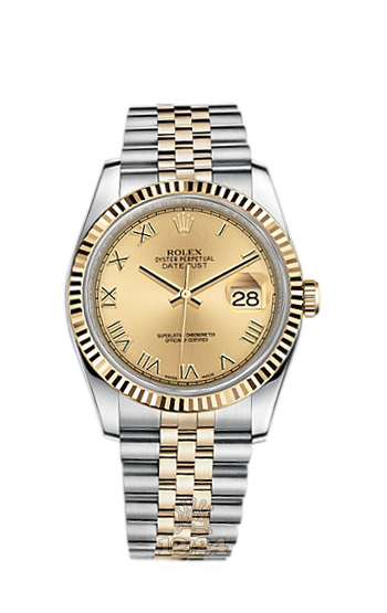 Rolex Datejust Watch 116233-0147 36 mm Steel / Yellow gold Case Golden Dial