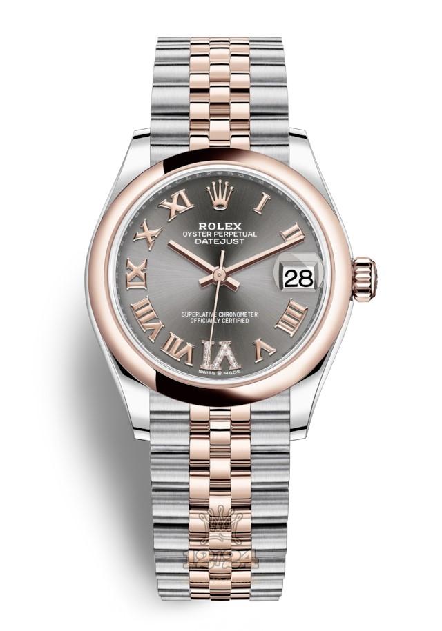 Rolex Datejust Watch 278241-0030 31 mm Stainless steel Pink gold Case Gray Silver Dial