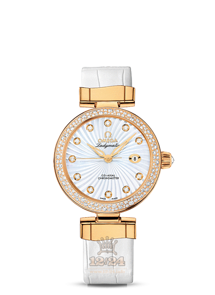 Omega Ladymatic Watch 425.68.34.20.55.003 34 mm Yellow gold Ceramics Case White Dial